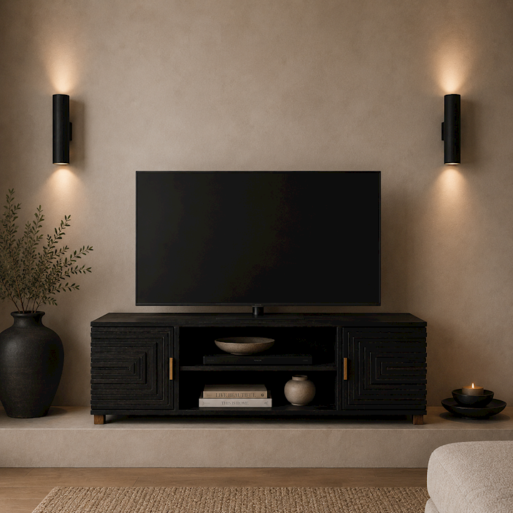BLACK MEDIA UNIT 130x43x56cm